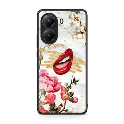 Xiaomi Poco X7 Pro Red Lips θήκη από τη Smartfits με σχέδιο στο πίσω μέρος και μαύρο περίβλημα | Smartphone case with colorful back and black bezels by Smartfits