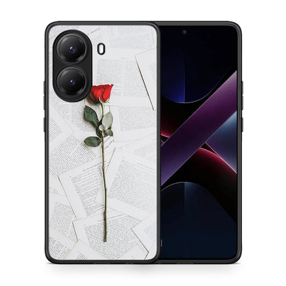 Θήκη Xiaomi Poco X7 Pro Red Rose από τη Smartfits με σχέδιο στο πίσω μέρος και μαύρο περίβλημα | Xiaomi Poco X7 Pro Red Rose case with colorful back and black bezels