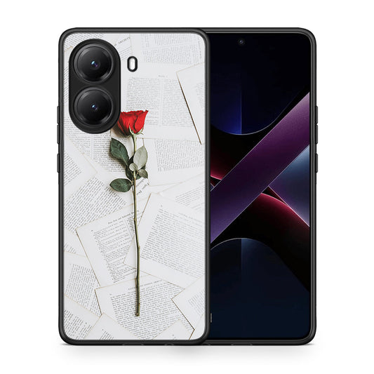 Θήκη Xiaomi Poco X7 Pro Red Rose από τη Smartfits με σχέδιο στο πίσω μέρος και μαύρο περίβλημα | Xiaomi Poco X7 Pro Red Rose case with colorful back and black bezels