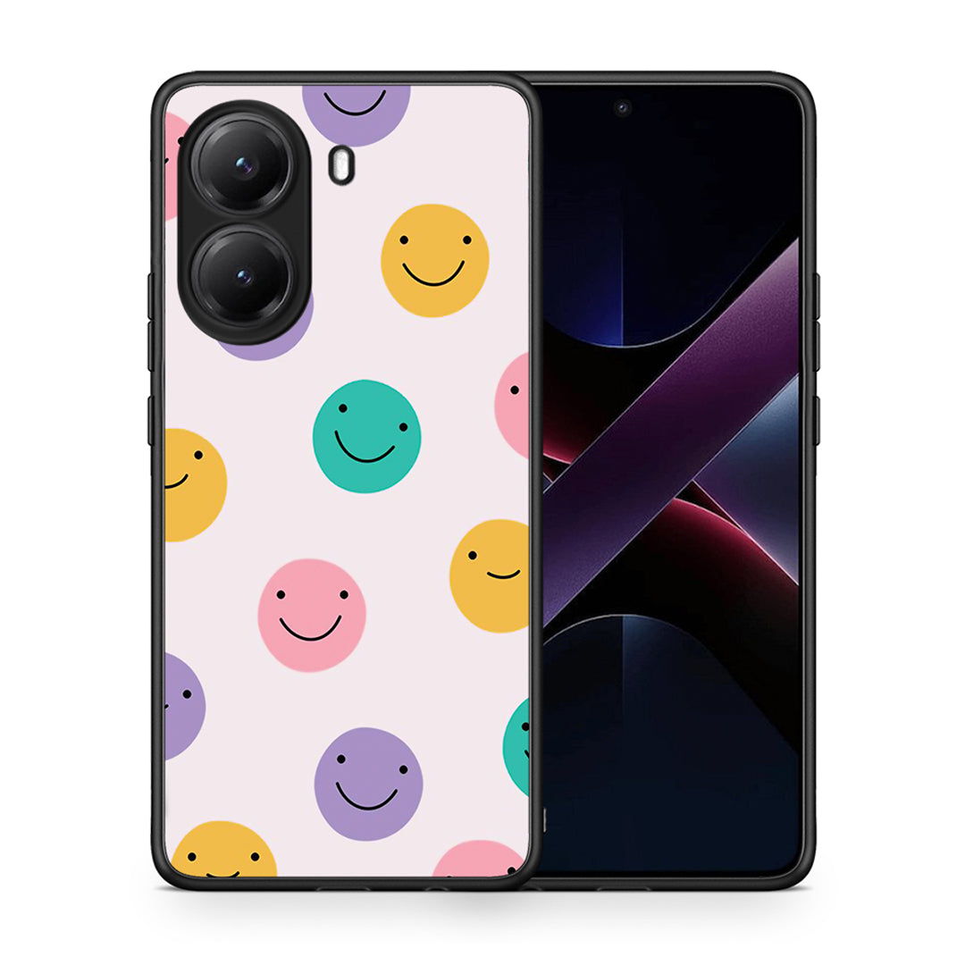 Θήκη Xiaomi Poco X7 Pro Smiley Faces από τη Smartfits με σχέδιο στο πίσω μέρος και μαύρο περίβλημα | Xiaomi Poco X7 Pro Smiley Faces case with colorful back and black bezels