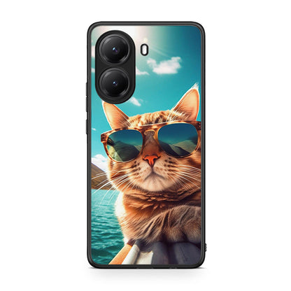 Xiaomi Poco X7 Pro Summer Cat θήκη από τη Smartfits με σχέδιο στο πίσω μέρος και μαύρο περίβλημα | Smartphone case with colorful back and black bezels by Smartfits
