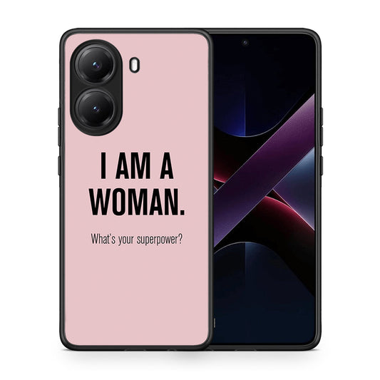 Θήκη Xiaomi Poco X7 Pro Superpower Woman από τη Smartfits με σχέδιο στο πίσω μέρος και μαύρο περίβλημα | Xiaomi Poco X7 Pro Superpower Woman case with colorful back and black bezels