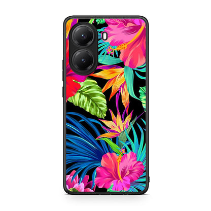 Xiaomi Poco X7 Pro Tropical Flowers θήκη από τη Smartfits με σχέδιο στο πίσω μέρος και μαύρο περίβλημα | Smartphone case with colorful back and black bezels by Smartfits