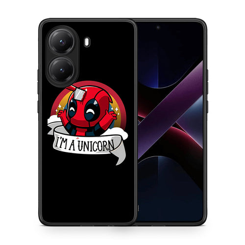 Θήκη Xiaomi Poco X7 Pro Unicorn Deadpool από τη Smartfits με σχέδιο στο πίσω μέρος και μαύρο περίβλημα | Xiaomi Poco X7 Pro Unicorn Deadpool case with colorful back and black bezels