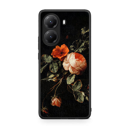Xiaomi Poco X7 Pro Vintage Roses θήκη από τη Smartfits με σχέδιο στο πίσω μέρος και μαύρο περίβλημα | Smartphone case with colorful back and black bezels by Smartfits