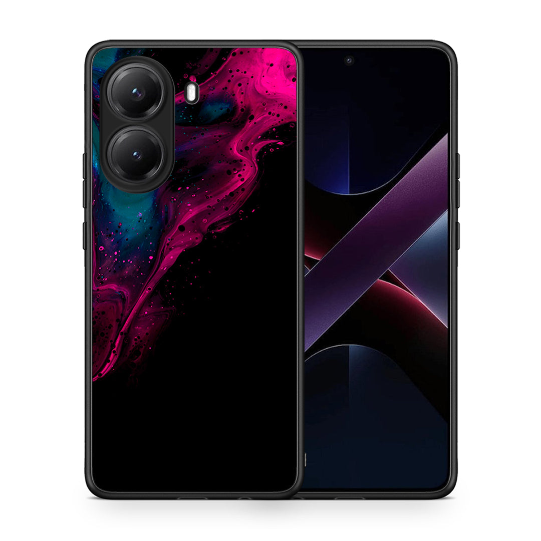 Θήκη Xiaomi Poco X7 Pro Pink Black Watercolor από τη Smartfits με σχέδιο στο πίσω μέρος και μαύρο περίβλημα | Xiaomi Poco X7 Pro Pink Black Watercolor case with colorful back and black bezels