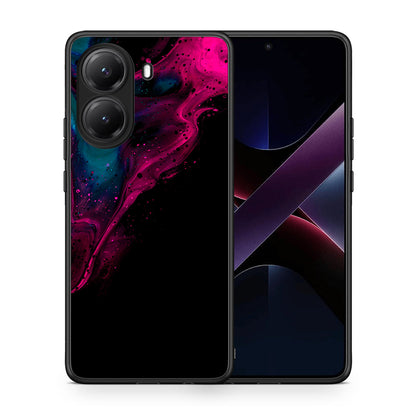 Θήκη Xiaomi Poco X7 Pro Pink Black Watercolor από τη Smartfits με σχέδιο στο πίσω μέρος και μαύρο περίβλημα | Xiaomi Poco X7 Pro Pink Black Watercolor case with colorful back and black bezels