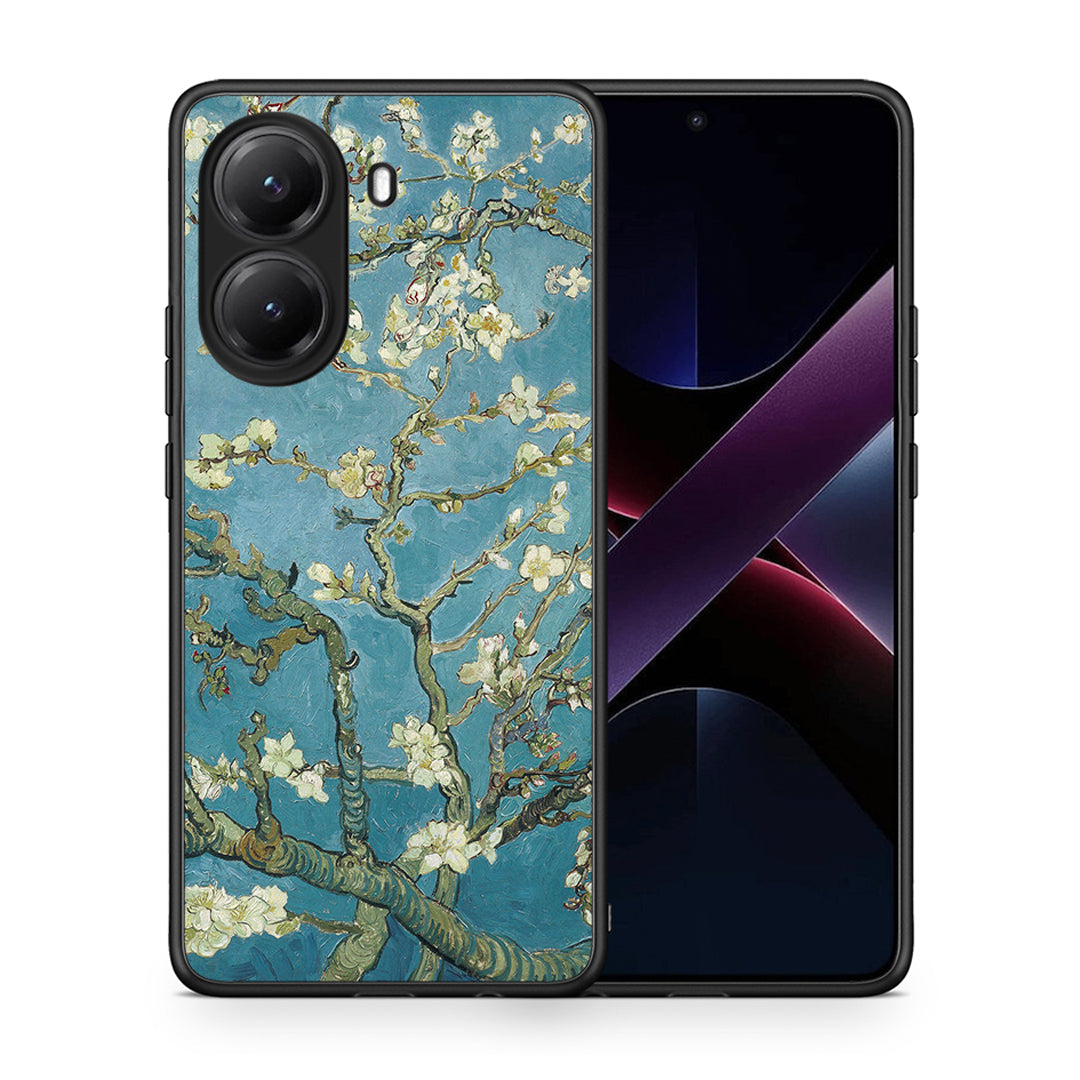 Θήκη Xiaomi Poco X7 Pro White Blossoms από τη Smartfits με σχέδιο στο πίσω μέρος και μαύρο περίβλημα | Xiaomi Poco X7 Pro White Blossoms case with colorful back and black bezels