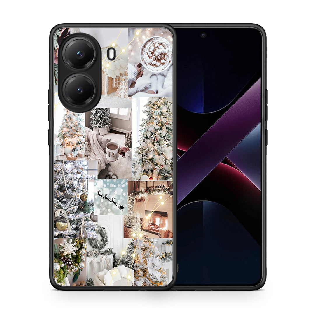 Θήκη Xiaomi Poco X7 Pro White Christmas από τη Smartfits με σχέδιο στο πίσω μέρος και μαύρο περίβλημα | Xiaomi Poco X7 Pro White Christmas case with colorful back and black bezels