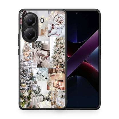 Θήκη Xiaomi Poco X7 Pro White Christmas από τη Smartfits με σχέδιο στο πίσω μέρος και μαύρο περίβλημα | Xiaomi Poco X7 Pro White Christmas case with colorful back and black bezels