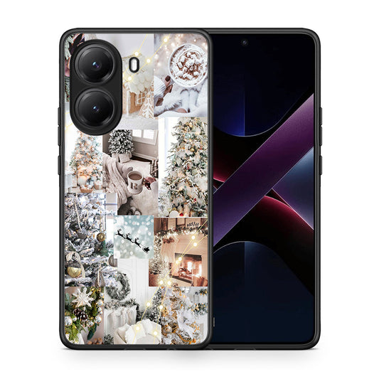 Θήκη Xiaomi Poco X7 Pro White Christmas από τη Smartfits με σχέδιο στο πίσω μέρος και μαύρο περίβλημα | Xiaomi Poco X7 Pro White Christmas case with colorful back and black bezels