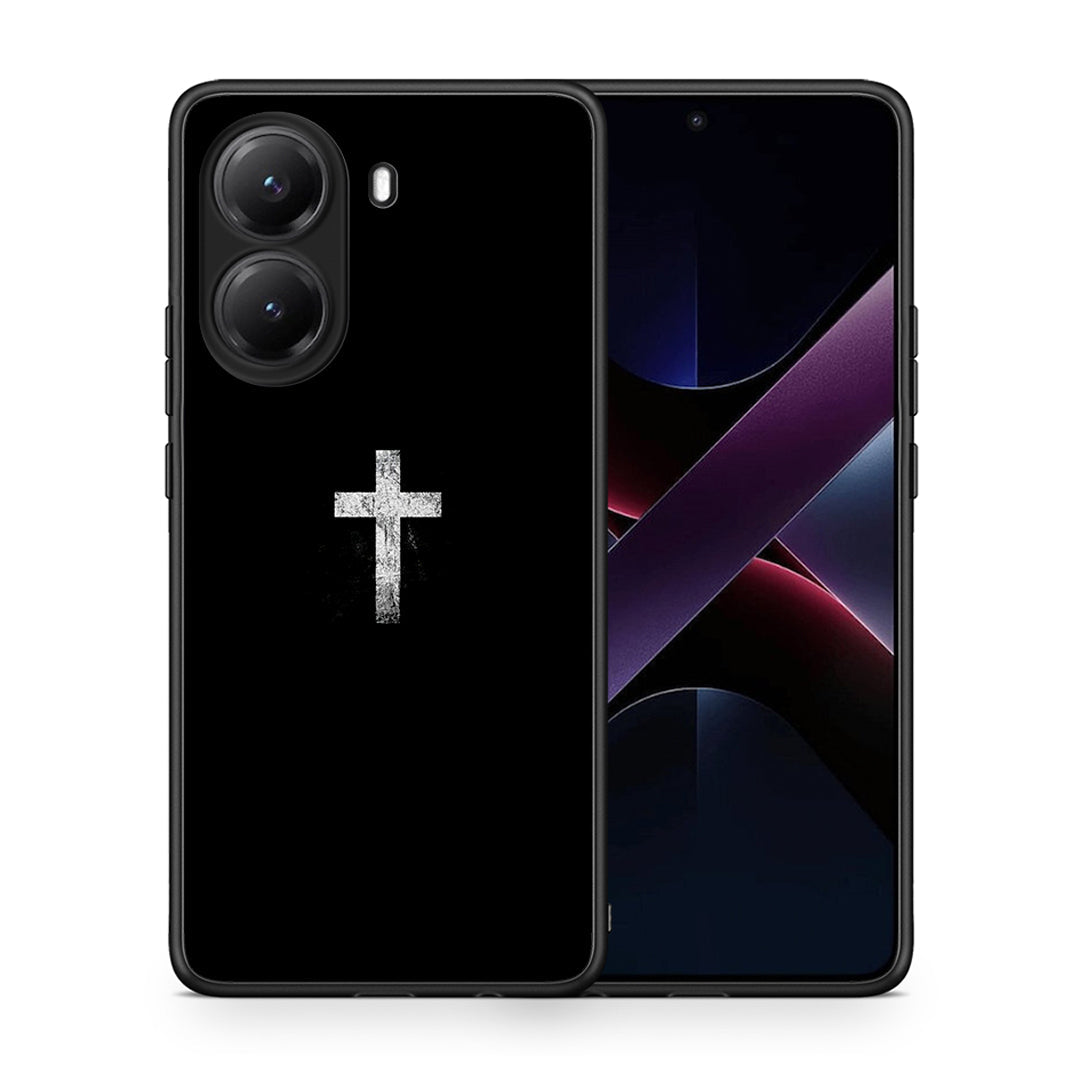 Θήκη Xiaomi Poco X7 Pro White Cross από τη Smartfits με σχέδιο στο πίσω μέρος και μαύρο περίβλημα | Xiaomi Poco X7 Pro White Cross case with colorful back and black bezels
