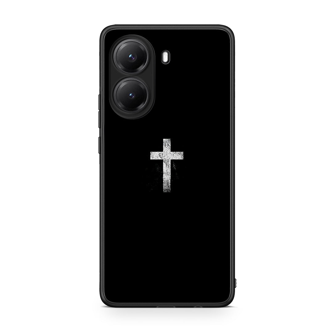 Xiaomi Poco X7 Pro White Cross θήκη από τη Smartfits με σχέδιο στο πίσω μέρος και μαύρο περίβλημα | Smartphone case with colorful back and black bezels by Smartfits