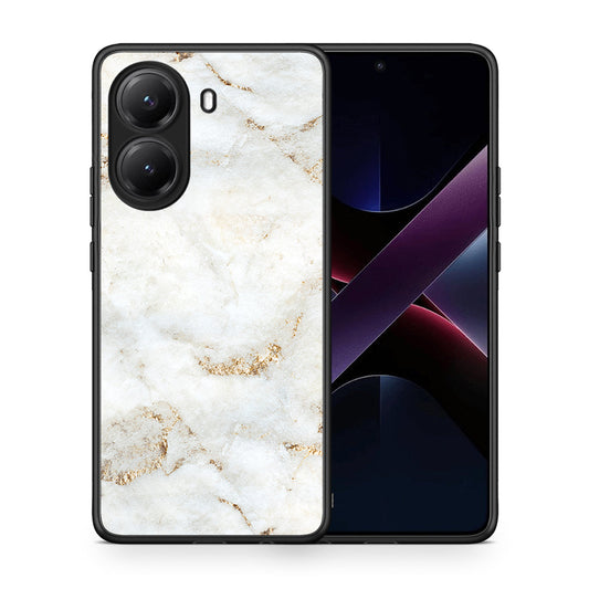 Θήκη Xiaomi Poco X7 Pro White Gold Marble από τη Smartfits με σχέδιο στο πίσω μέρος και μαύρο περίβλημα | Xiaomi Poco X7 Pro White Gold Marble case with colorful back and black bezels
