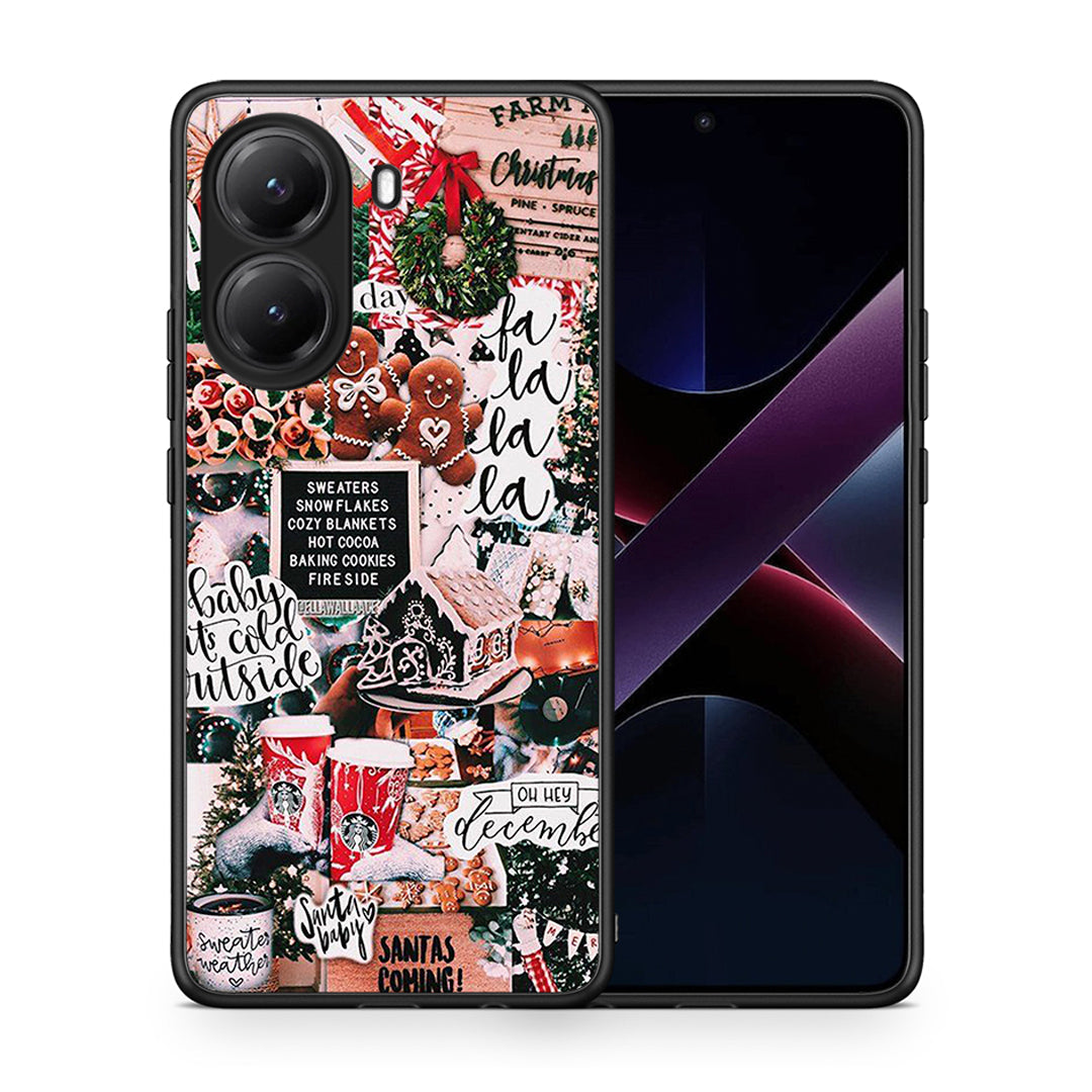 Θήκη Xiaomi Poco X7 Pro Xmas Habbits από τη Smartfits με σχέδιο στο πίσω μέρος και μαύρο περίβλημα | Xiaomi Poco X7 Pro Xmas Habbits case with colorful back and black bezels