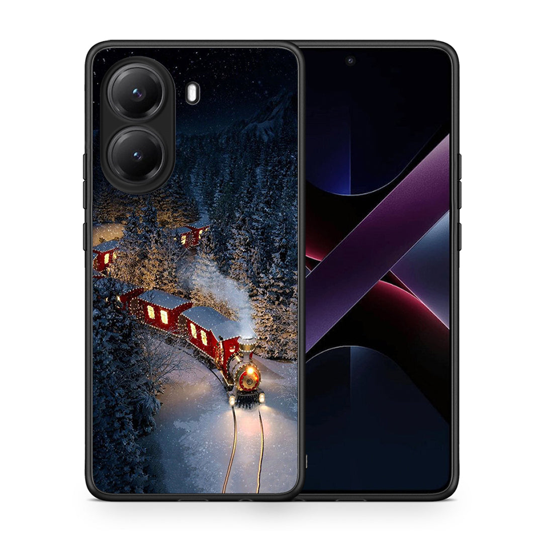 Θήκη Xiaomi Poco X7 Pro Xmas Train από τη Smartfits με σχέδιο στο πίσω μέρος και μαύρο περίβλημα | Xiaomi Poco X7 Pro Xmas Train case with colorful back and black bezels