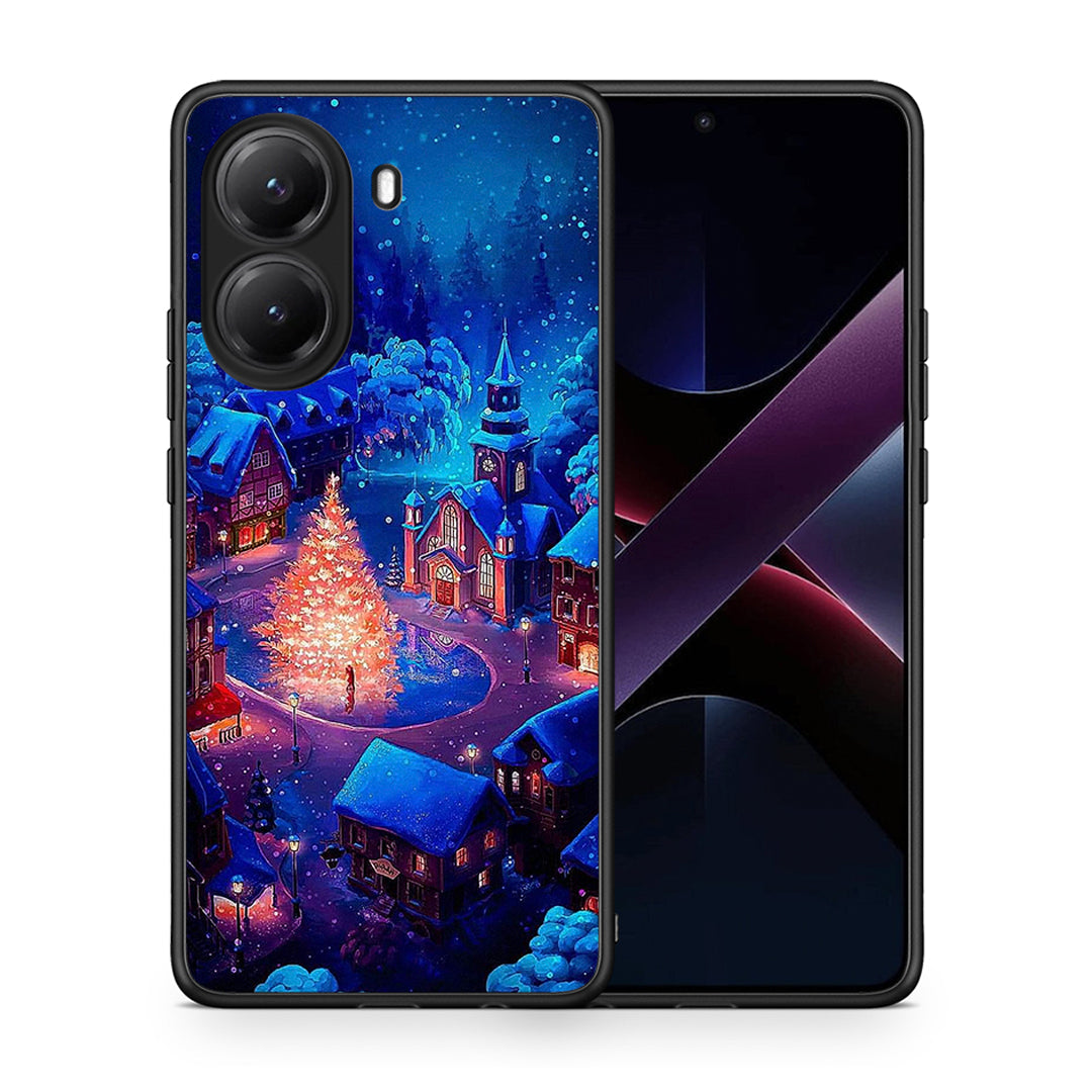 Θήκη Xiaomi Poco X7 Pro Xmas Village από τη Smartfits με σχέδιο στο πίσω μέρος και μαύρο περίβλημα | Xiaomi Poco X7 Pro Xmas Village case with colorful back and black bezels