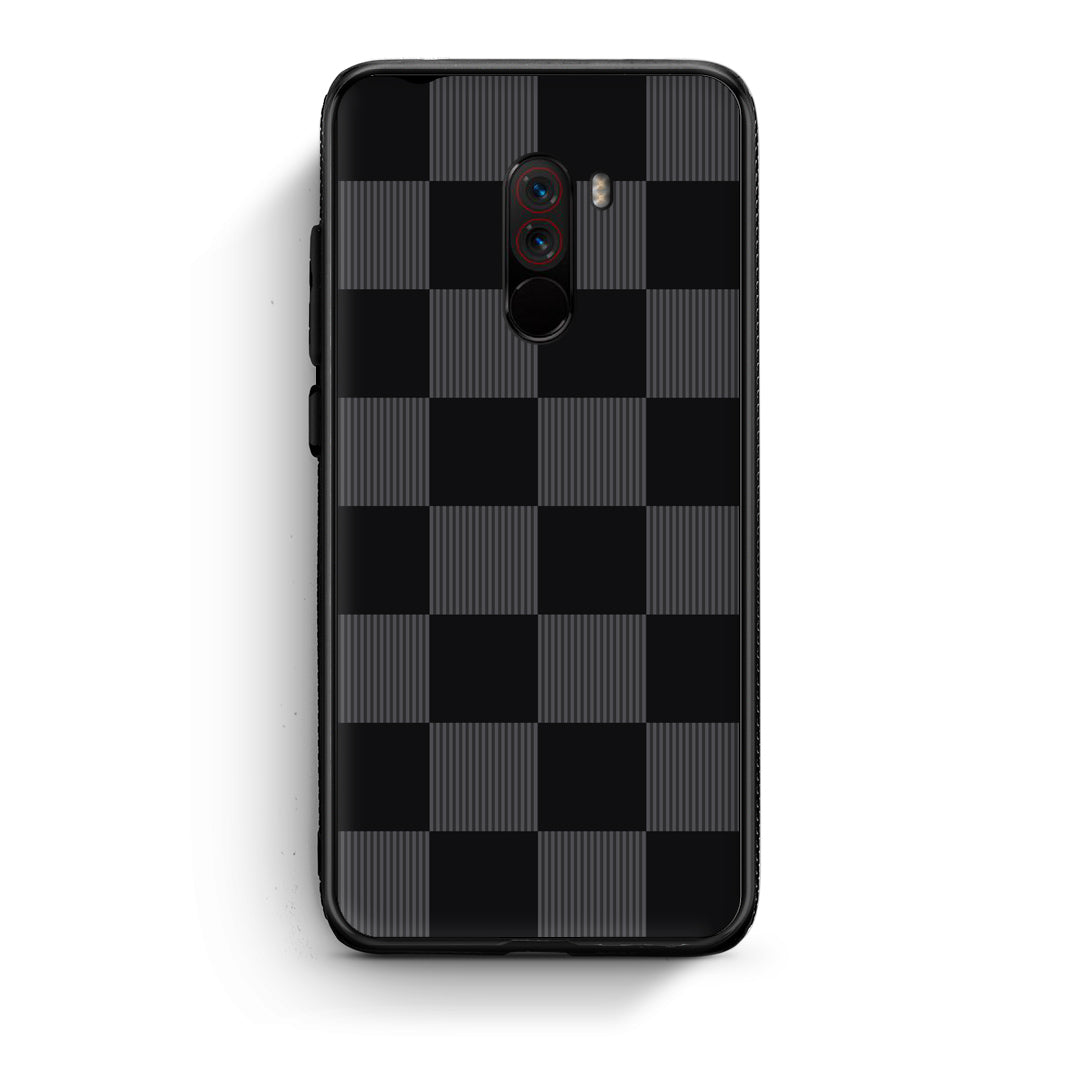 Θήκη Xiaomi Pocophone F1 Black and Charcoal Striped Checks από τη Smartfits με σχέδιο στο πίσω μέρος και μαύρο περίβλημα | Xiaomi Pocophone F1 Black and Charcoal Striped Checks case with colorful back and black bezels