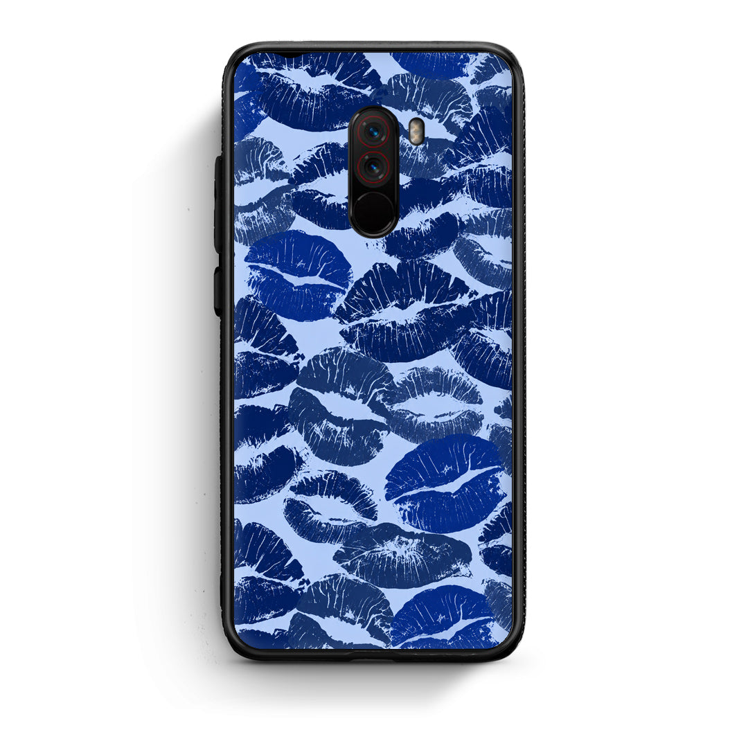 Θήκη Xiaomi Pocophone F1 Blue Lipstick Kisses από τη Smartfits με σχέδιο στο πίσω μέρος και μαύρο περίβλημα | Xiaomi Pocophone F1 Blue Lipstick Kisses case with colorful back and black bezels