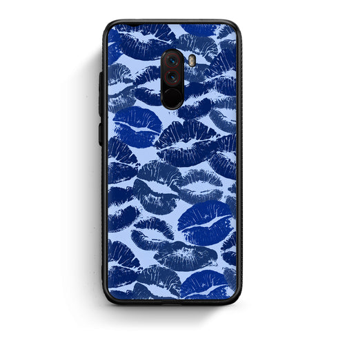 Θήκη Xiaomi Pocophone F1 Blue Lipstick Kisses από τη Smartfits με σχέδιο στο πίσω μέρος και μαύρο περίβλημα | Xiaomi Pocophone F1 Blue Lipstick Kisses case with colorful back and black bezels