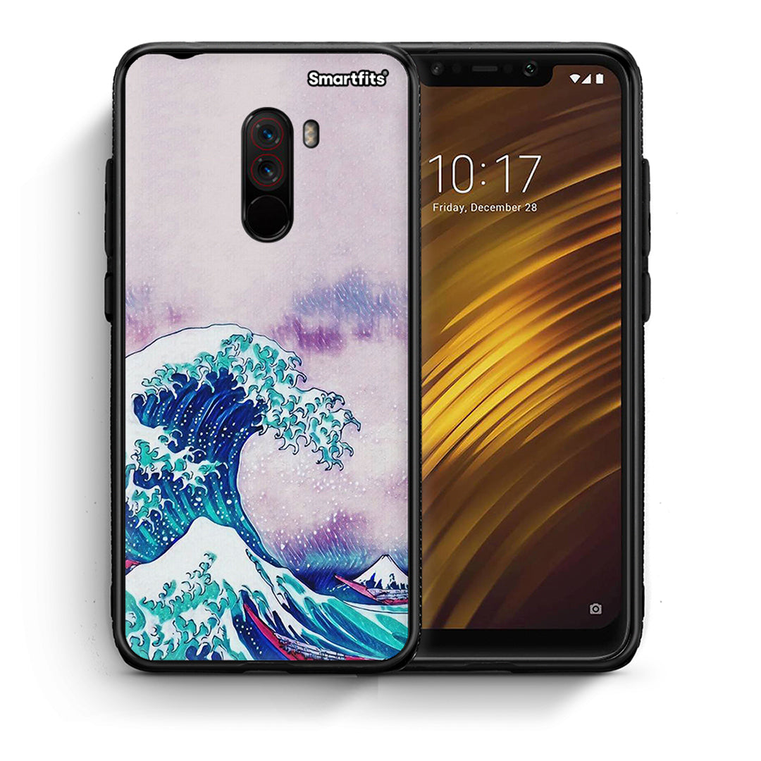 Θήκη Xiaomi Pocophone F1 Blue Waves από τη Smartfits με σχέδιο στο πίσω μέρος και μαύρο περίβλημα | Xiaomi Pocophone F1 Blue Waves case with colorful back and black bezels