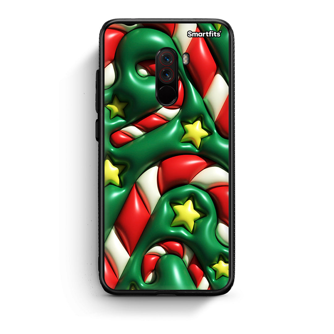 Xiaomi Pocophone F1 Christmas Bubbles θήκη από τη Smartfits με σχέδιο στο πίσω μέρος και μαύρο περίβλημα | Smartphone case with colorful back and black bezels by Smartfits