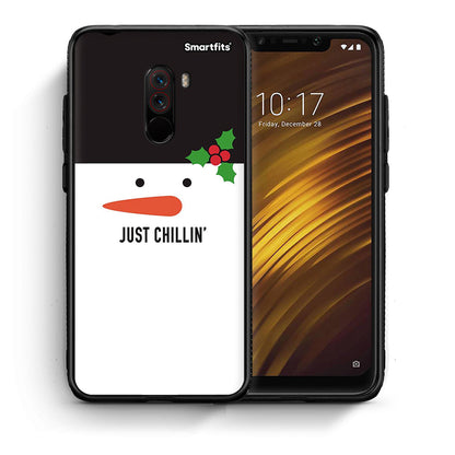 Θήκη Xiaomi Pocophone F1 Christmas Chillin από τη Smartfits με σχέδιο στο πίσω μέρος και μαύρο περίβλημα | Xiaomi Pocophone F1 Christmas Chillin case with colorful back and black bezels
