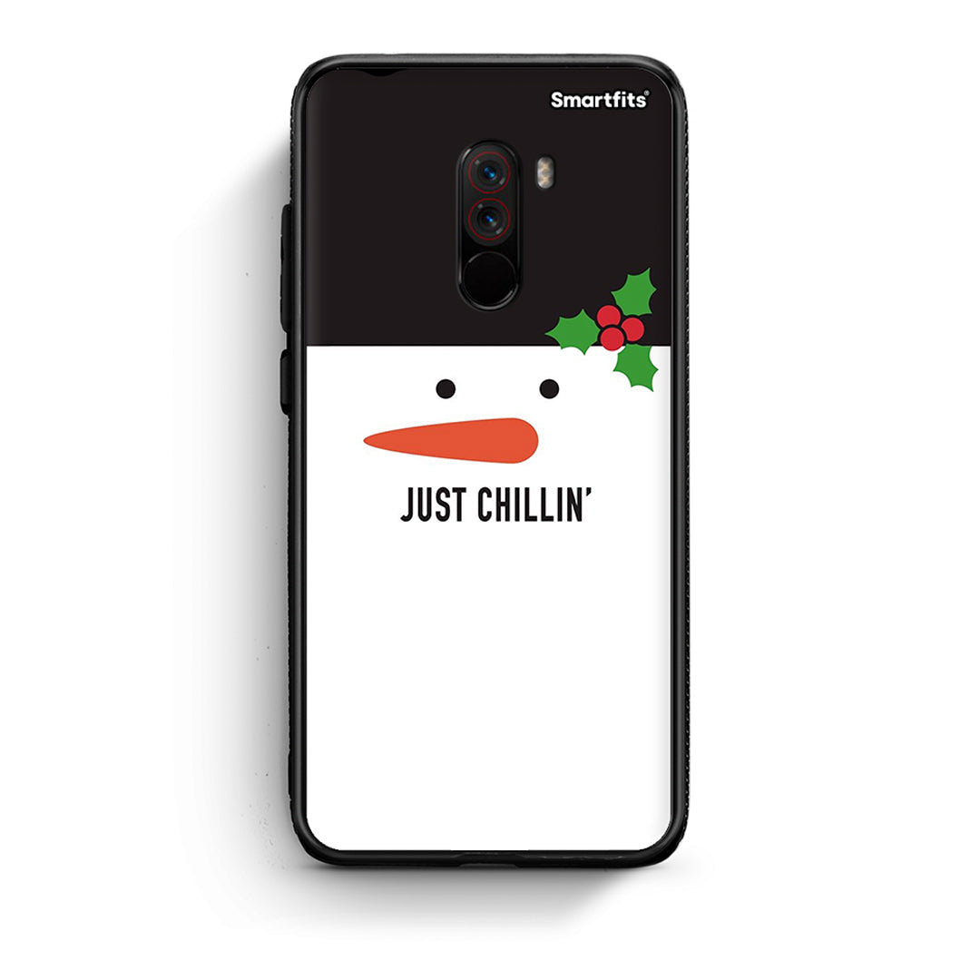 Xiaomi Pocophone F1 Christmas Chillin θήκη από τη Smartfits με σχέδιο στο πίσω μέρος και μαύρο περίβλημα | Smartphone case with colorful back and black bezels by Smartfits