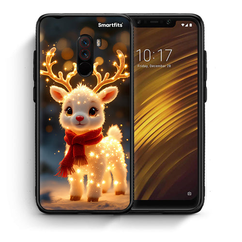 Θήκη Xiaomi Pocophone F1 Christmas Cutie από τη Smartfits με σχέδιο στο πίσω μέρος και μαύρο περίβλημα | Xiaomi Pocophone F1 Christmas Cutie case with colorful back and black bezels