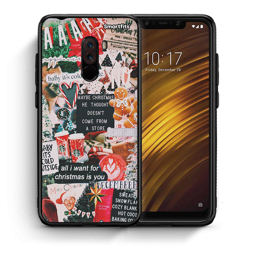 Θήκη Xiaomi Pocophone F1 Christmas Happiness από τη Smartfits με σχέδιο στο πίσω μέρος και μαύρο περίβλημα | Xiaomi Pocophone F1 Christmas Happiness case with colorful back and black bezels