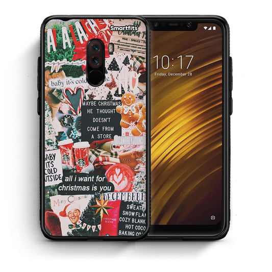 Θήκη Xiaomi Pocophone F1 Christmas Happiness από τη Smartfits με σχέδιο στο πίσω μέρος και μαύρο περίβλημα | Xiaomi Pocophone F1 Christmas Happiness case with colorful back and black bezels
