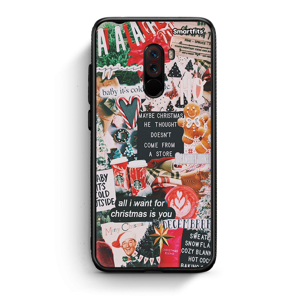 Xiaomi Pocophone F1 Christmas Happiness θήκη από τη Smartfits με σχέδιο στο πίσω μέρος και μαύρο περίβλημα | Smartphone case with colorful back and black bezels by Smartfits