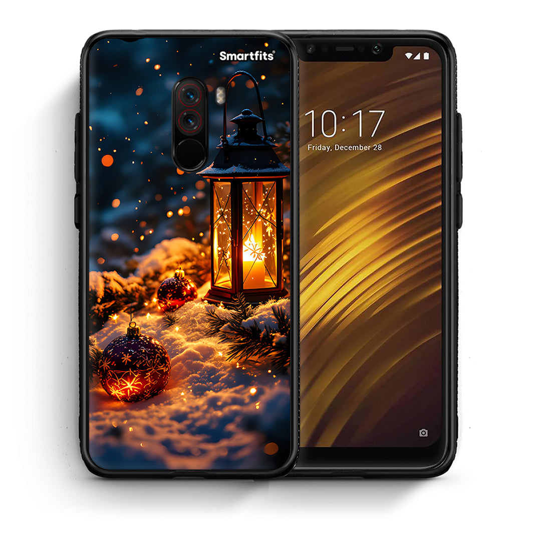 Θήκη Xiaomi Pocophone F1 Christmas Ornaments από τη Smartfits με σχέδιο στο πίσω μέρος και μαύρο περίβλημα | Xiaomi Pocophone F1 Christmas Ornaments case with colorful back and black bezels