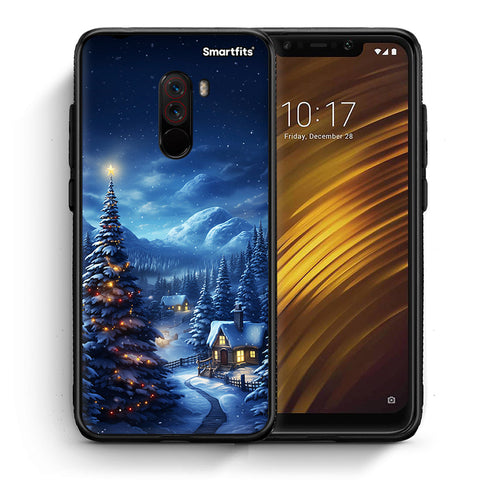 Θήκη Xiaomi Pocophone F1 Christmas Scenery από τη Smartfits με σχέδιο στο πίσω μέρος και μαύρο περίβλημα | Xiaomi Pocophone F1 Christmas Scenery case with colorful back and black bezels