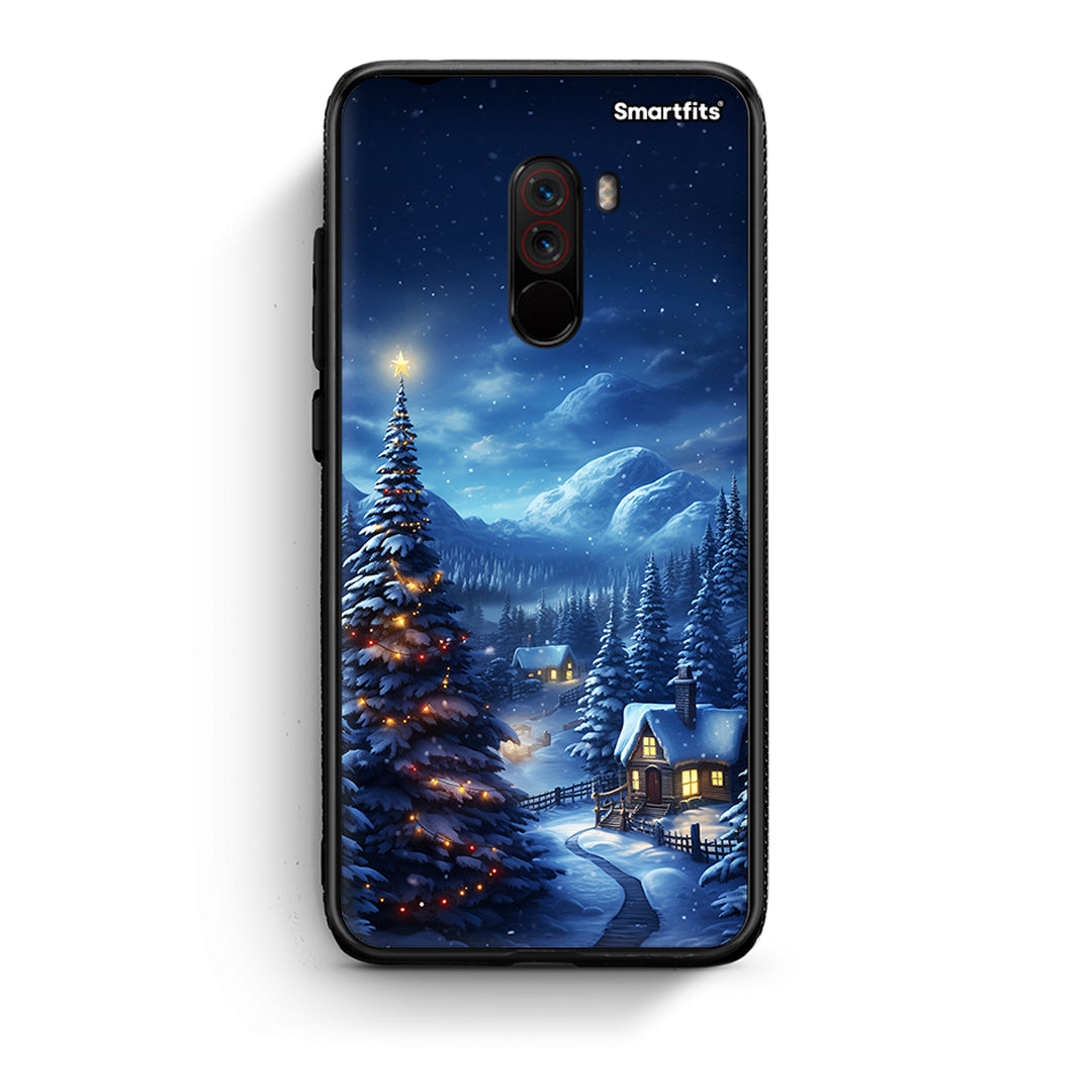 Xiaomi Pocophone F1 Christmas Scenery θήκη από τη Smartfits με σχέδιο στο πίσω μέρος και μαύρο περίβλημα | Smartphone case with colorful back and black bezels by Smartfits