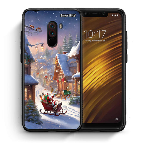 Θήκη Xiaomi Pocophone F1 Christmas Snow από τη Smartfits με σχέδιο στο πίσω μέρος και μαύρο περίβλημα | Xiaomi Pocophone F1 Christmas Snow case with colorful back and black bezels