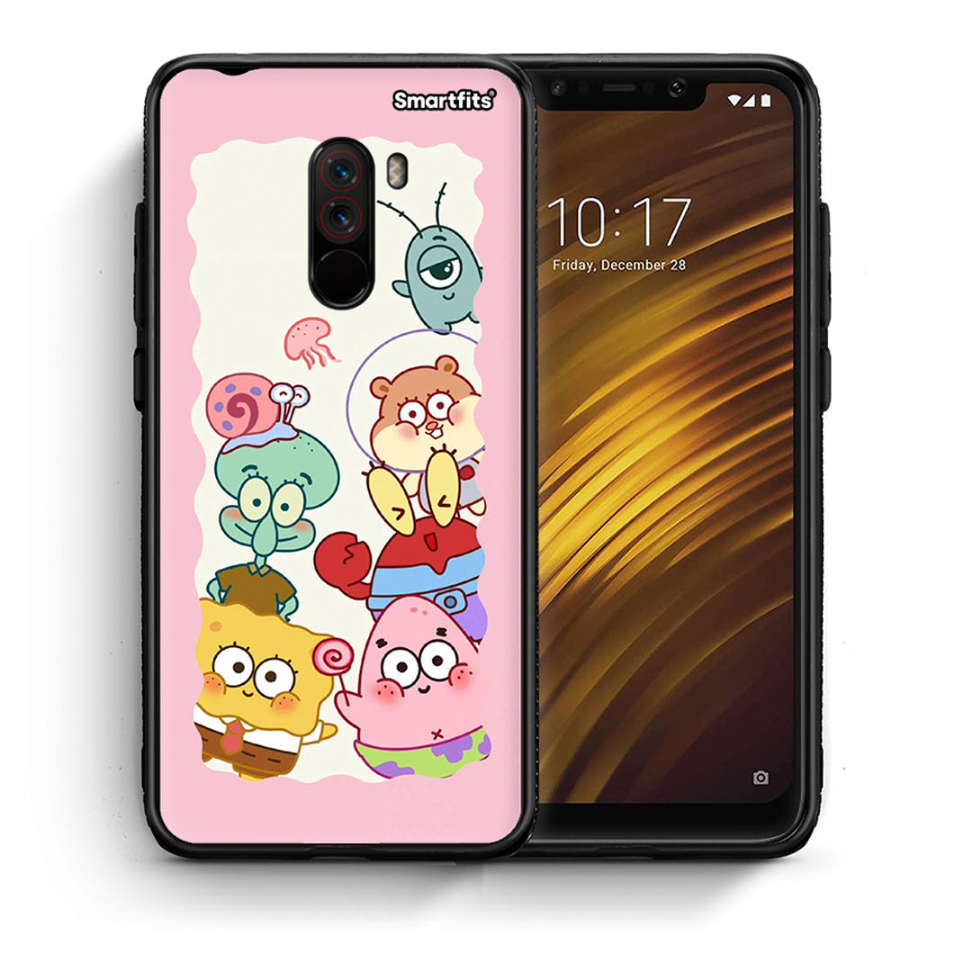 Θήκη Xiaomi Pocophone F1 Cute Companion από τη Smartfits με σχέδιο στο πίσω μέρος και μαύρο περίβλημα | Xiaomi Pocophone F1 Cute Companion case with colorful back and black bezels