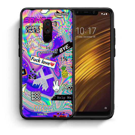Θήκη Xiaomi Pocophone F1 Game Over από τη Smartfits με σχέδιο στο πίσω μέρος και μαύρο περίβλημα | Xiaomi Pocophone F1 Game Over case with colorful back and black bezels