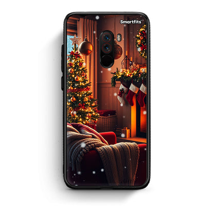Xiaomi Pocophone F1 Home For Christmas θήκη από τη Smartfits με σχέδιο στο πίσω μέρος και μαύρο περίβλημα | Smartphone case with colorful back and black bezels by Smartfits
