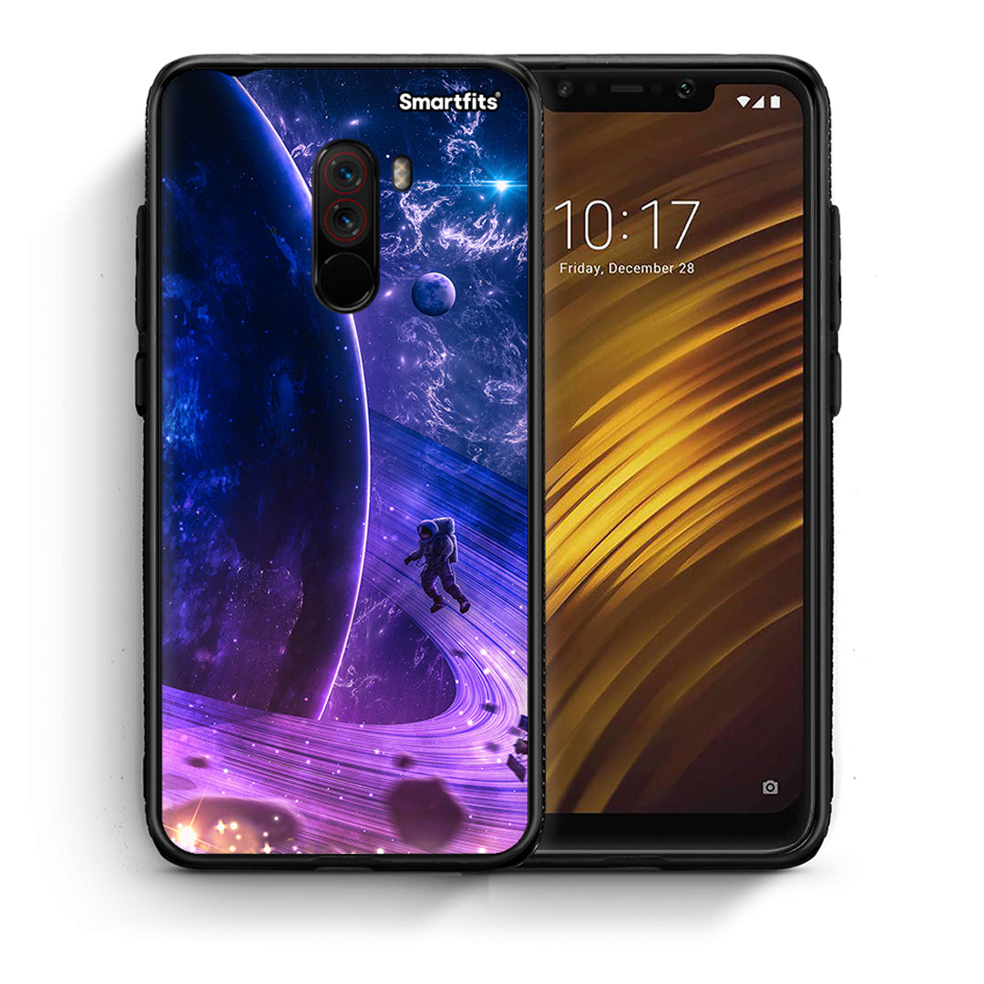 Θήκη Xiaomi Pocophone F1 Lost Astronaut από τη Smartfits με σχέδιο στο πίσω μέρος και μαύρο περίβλημα | Xiaomi Pocophone F1 Lost Astronaut case with colorful back and black bezels