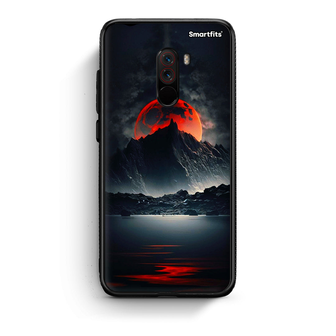 Xiaomi Pocophone F1 Red Full Moon θήκη από τη Smartfits με σχέδιο στο πίσω μέρος και μαύρο περίβλημα | Smartphone case with colorful back and black bezels by Smartfits