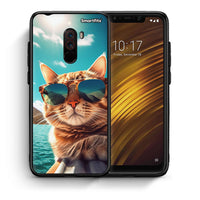 Thumbnail for Θήκη Xiaomi Pocophone F1 Summer Cat από τη Smartfits με σχέδιο στο πίσω μέρος και μαύρο περίβλημα | Xiaomi Pocophone F1 Summer Cat case with colorful back and black bezels