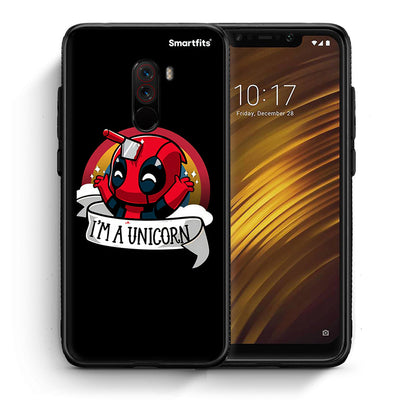 Θήκη Xiaomi Pocophone F1 Unicorn Deadpool από τη Smartfits με σχέδιο στο πίσω μέρος και μαύρο περίβλημα | Xiaomi Pocophone F1 Unicorn Deadpool case with colorful back and black bezels