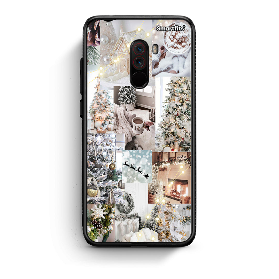 Xiaomi Pocophone F1 White Christmas θήκη από τη Smartfits με σχέδιο στο πίσω μέρος και μαύρο περίβλημα | Smartphone case with colorful back and black bezels by Smartfits