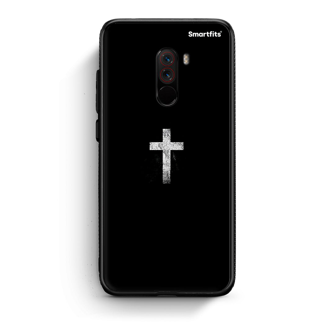 Xiaomi Pocophone F1 White Cross θήκη από τη Smartfits με σχέδιο στο πίσω μέρος και μαύρο περίβλημα | Smartphone case with colorful back and black bezels by Smartfits