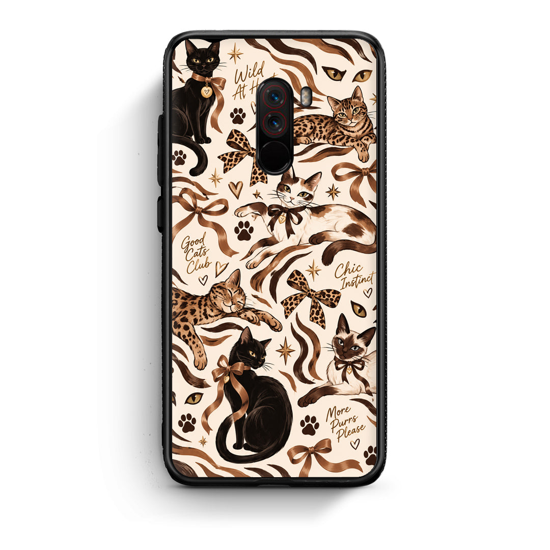 Θήκη Xiaomi Pocophone F1 Wild Cats and Animal Print Collage από τη Smartfits με σχέδιο στο πίσω μέρος και μαύρο περίβλημα | Xiaomi Pocophone F1 Wild Cats and Animal Print Collage case with colorful back and black bezels