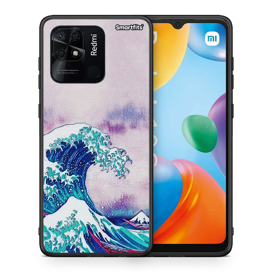 Θήκη Xiaomi Redmi 10C Blue Waves από τη Smartfits με σχέδιο στο πίσω μέρος και μαύρο περίβλημα | Xiaomi Redmi 10C Blue Waves case with colorful back and black bezels