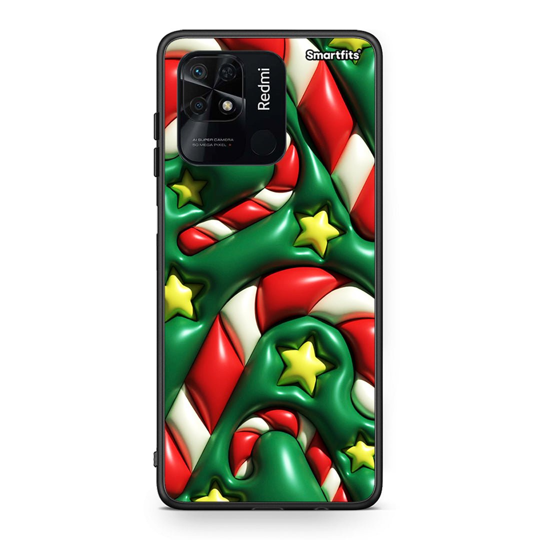 Xiaomi Redmi 10C Christmas Bubbles θήκη από τη Smartfits με σχέδιο στο πίσω μέρος και μαύρο περίβλημα | Smartphone case with colorful back and black bezels by Smartfits