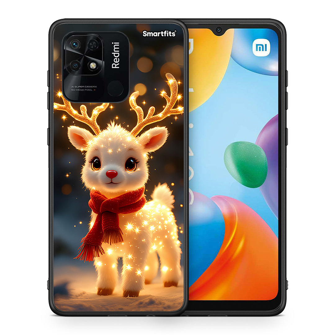 Θήκη Xiaomi Redmi 10C Christmas Cutie από τη Smartfits με σχέδιο στο πίσω μέρος και μαύρο περίβλημα | Xiaomi Redmi 10C Christmas Cutie case with colorful back and black bezels