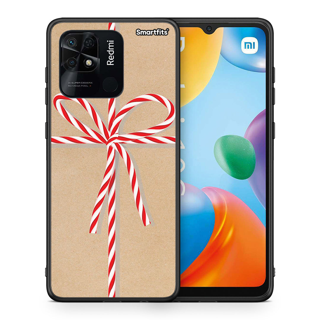 Θήκη Xiaomi Redmi 10C Christmas Gift από τη Smartfits με σχέδιο στο πίσω μέρος και μαύρο περίβλημα | Xiaomi Redmi 10C Christmas Gift case with colorful back and black bezels